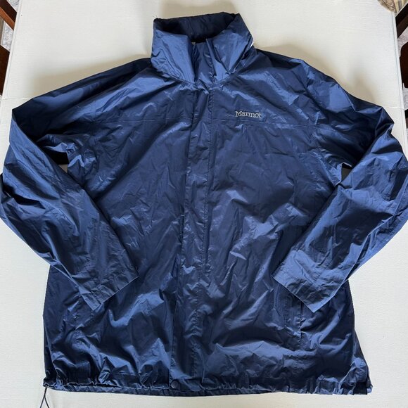 Marmot Men 3XL Precip Eco Jacket Lightweight Rain Jacket Arctic Navy Hooded - Picture 1 of 14